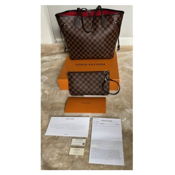 Louis Vuitton Neverfull MM Damier Ebene with Cerise interior - Picture 1 of 16